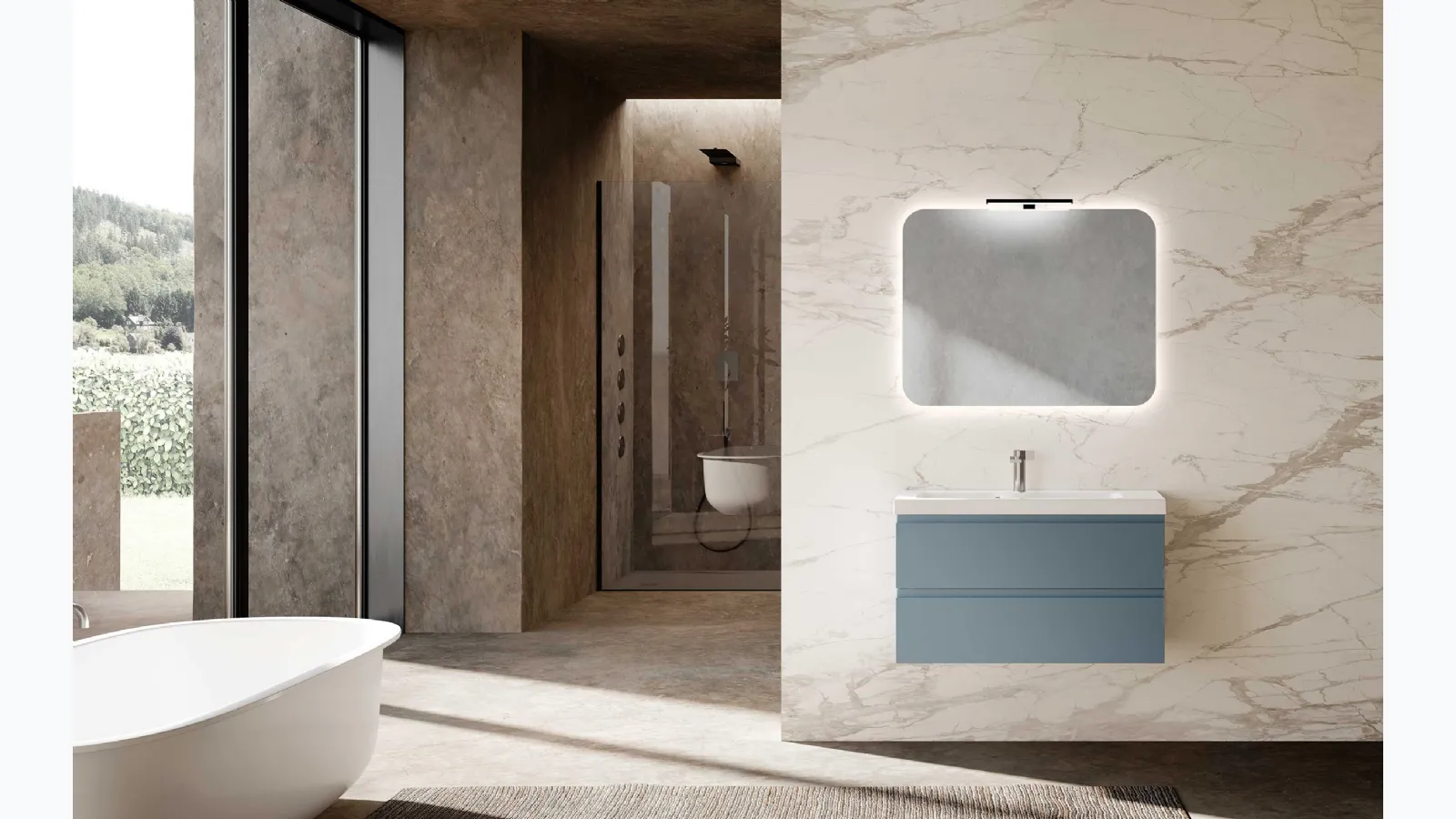 Suspended Bathroom Vanity Block System Square Evo C37 by Baxar