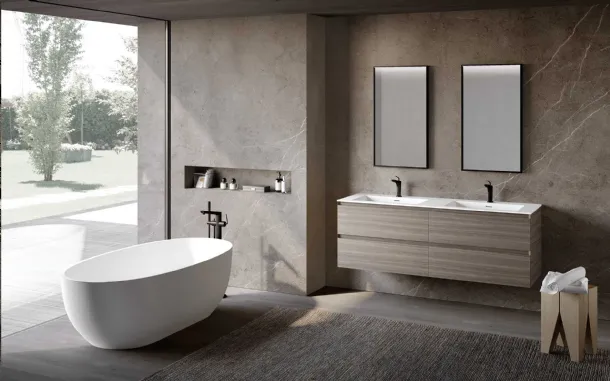 Suspended bathroom cabinet Block System Syntesi C32 by Baxar.