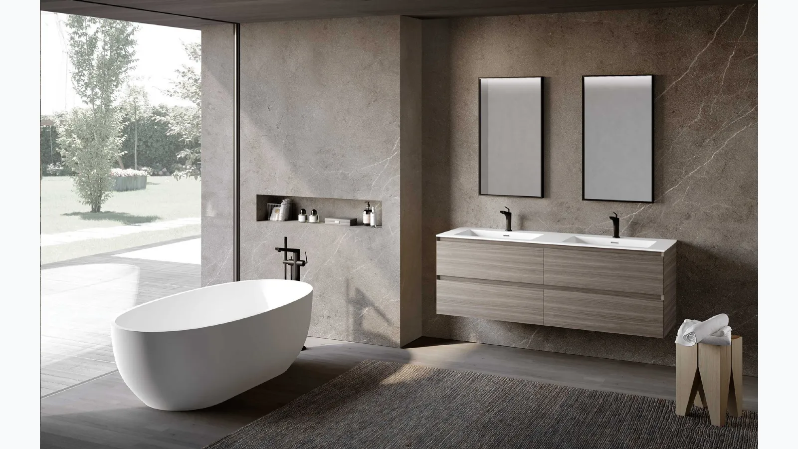 Suspended bathroom cabinet Block System Syntesi C32 by Baxar.