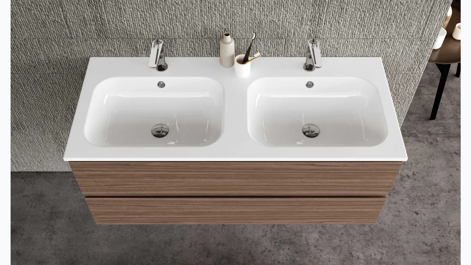 Suspended Bathroom Vanity Block System Syntesi C33 by Baxar.