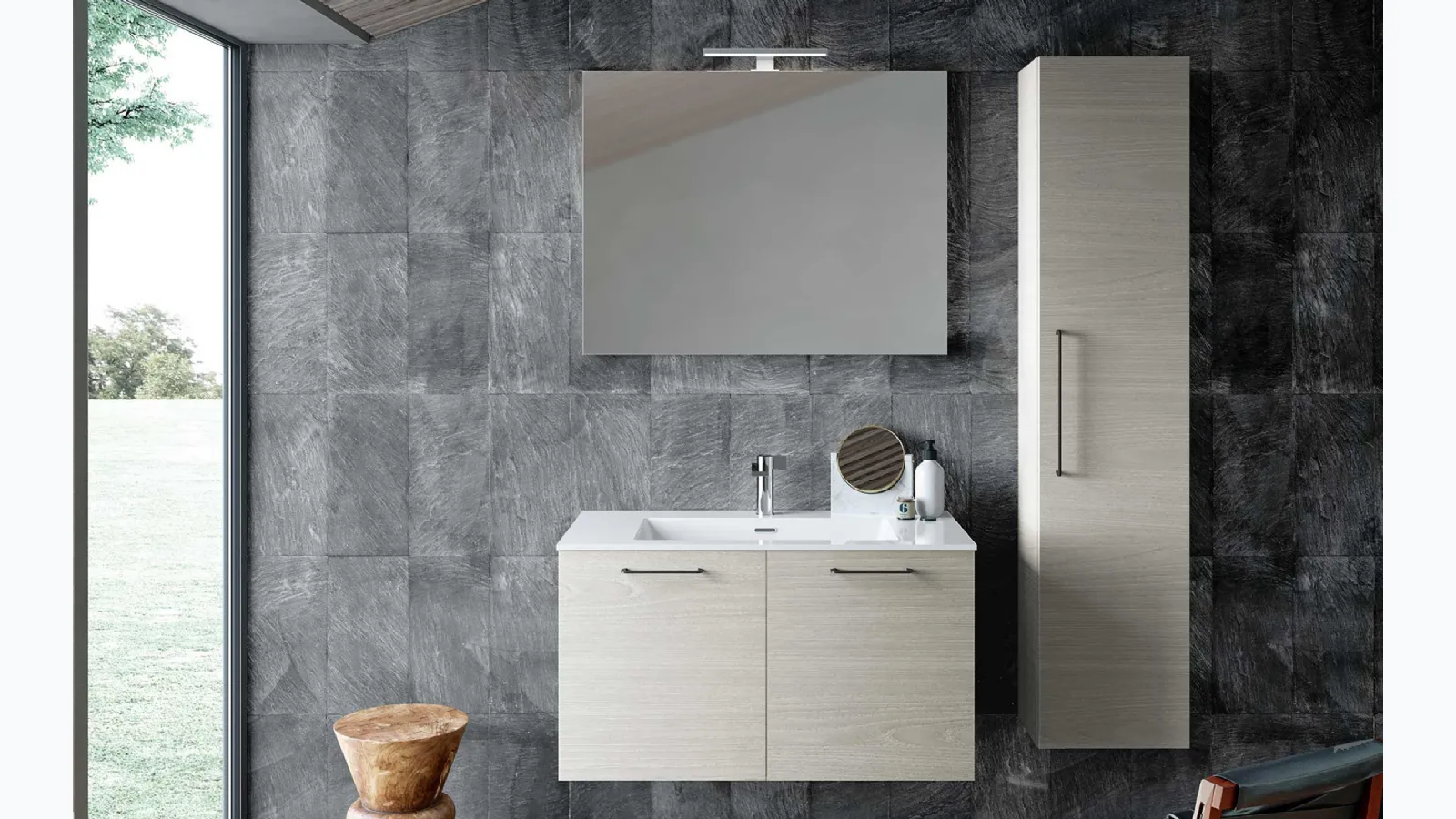 Wall-mounted bathroom unit Block System Syntesi C38 by Baxar
