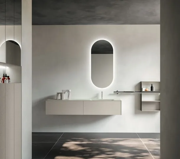Wall-hung bathroom vanity Cartabianca 01 by Cerasa.