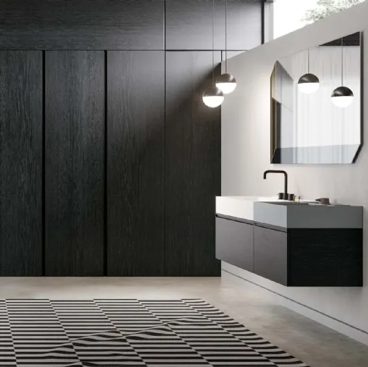 Suspended Bathroom Vanity in charcoal oak essence Deep 07 by Birex