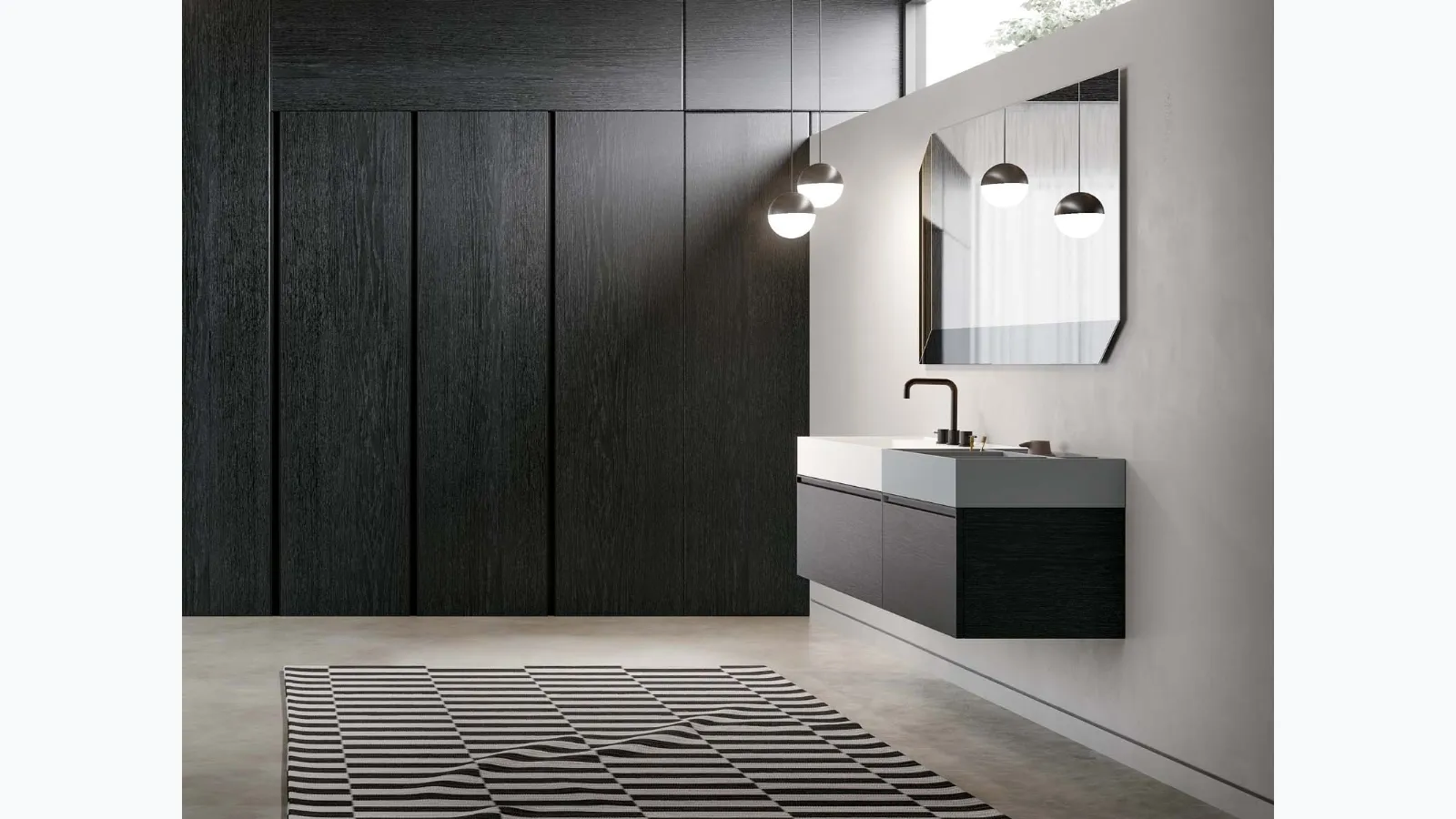 Suspended Bathroom Vanity in charcoal oak essence Deep 07 by Birex