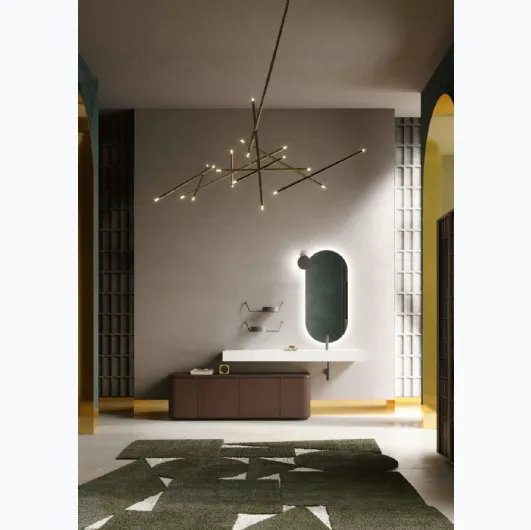 Floor standing bathroom unit Des Evolution 06 in thermo-treated oak by Cerasa.