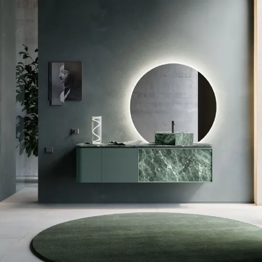 Bathroom furniture Des Evolution Deep Green 01 in lacquered and Green Alpi resin by Cerasa.