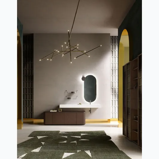 Bathroom cabinet with a base in thermally treated Oak Des Evolution Deep Green 02 by Cerasa.