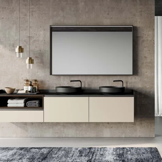 Bathroom cabinet Gola Up 02 in matt lacquered tortora by Birex