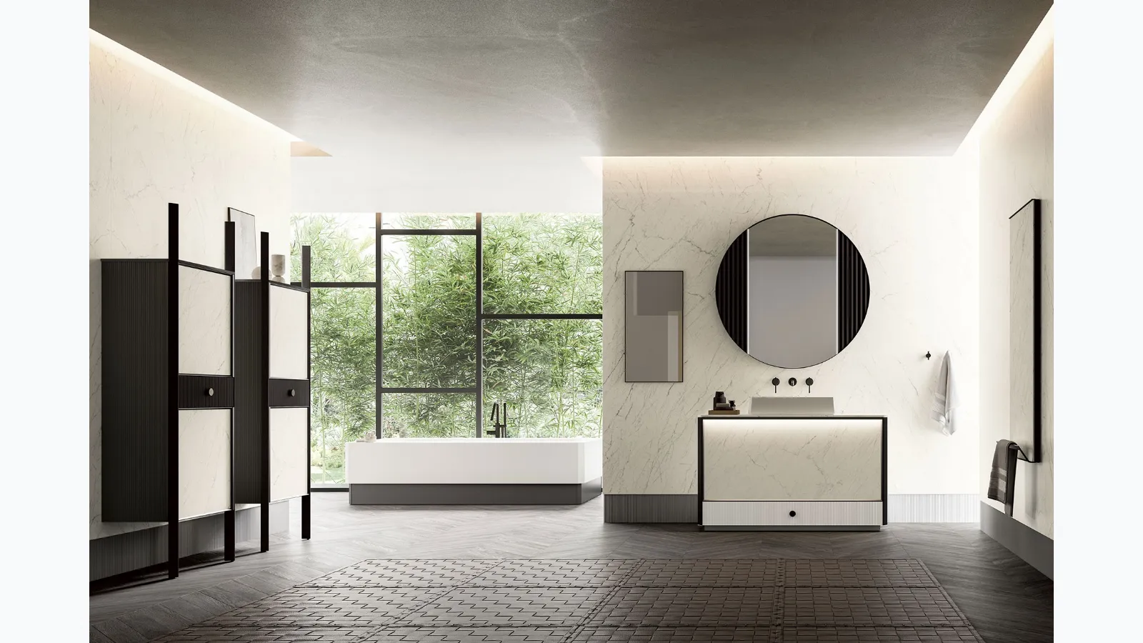Bathroom cabinet Honey 00 in Laminam Statuarietto by Cerasa.