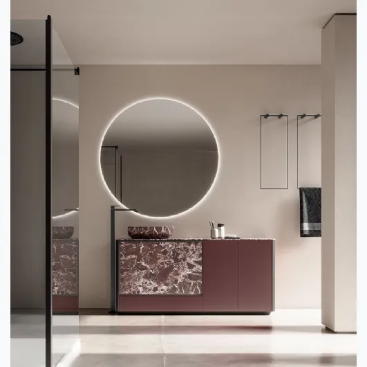 Bathroom Vanity Honey 01 in lacquered wood and resin by Cerasa.