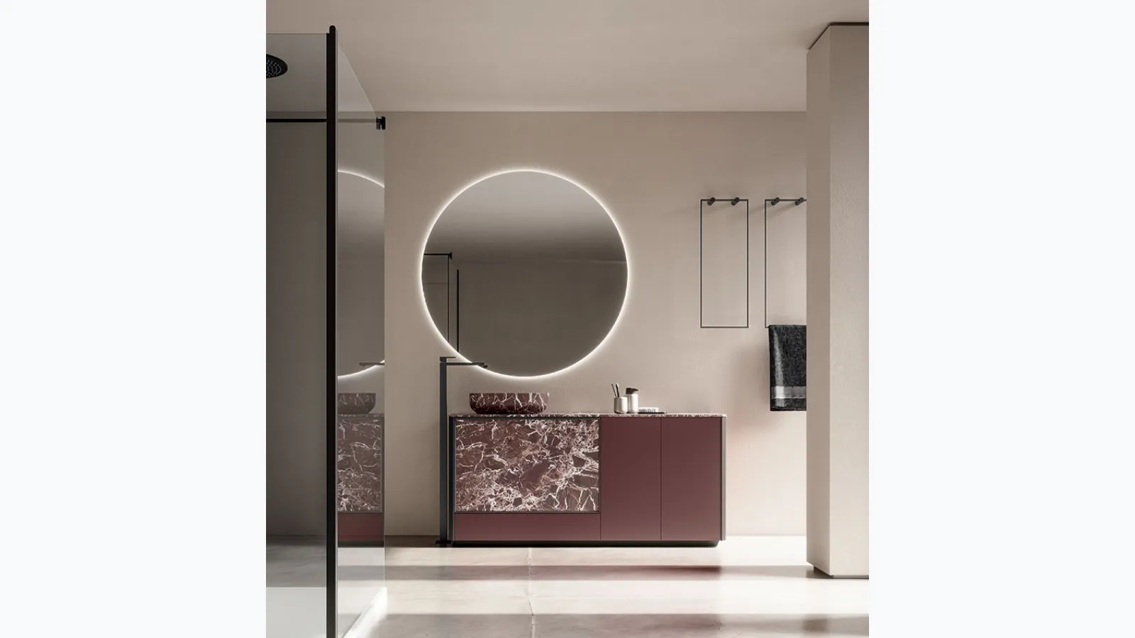 Bathroom Vanity Honey 01 in lacquered wood and resin by Cerasa.
