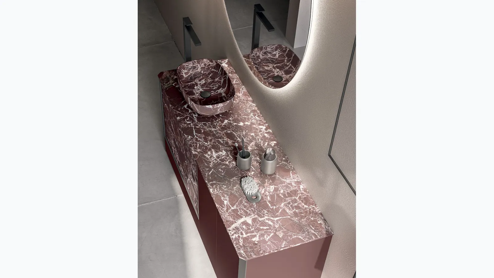 Bathroom Cabinet Honey 01 in lacquered wood and resin by Cerasa.