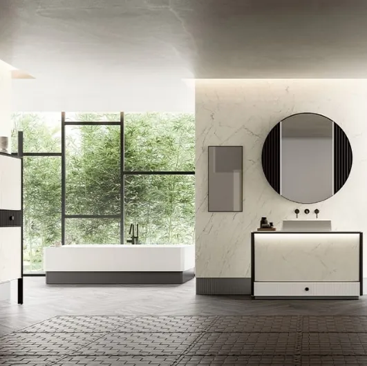 Bathroom vanity unit Honey 02 in Laminam Statuarietto by Cerasa