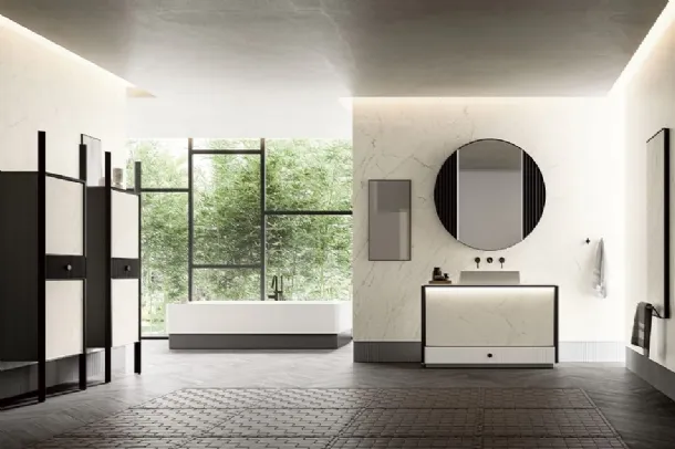 Bathroom vanity unit Honey 02 in Laminam Statuarietto by Cerasa