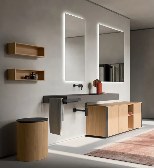 Bathroom Cabinet Honey 04 in Light Oak Veneer by Cerasa