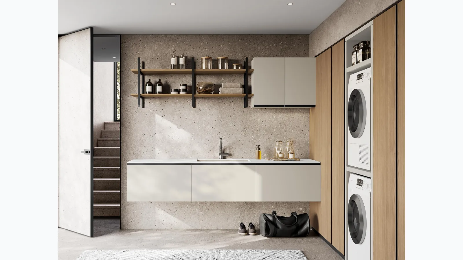 Bathroom furniture for laundry room Idrobox 04 by Birex.