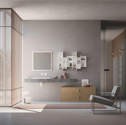 Floor-standing bathroom unit Lime 0 Club 029 in Sand Oak by Azzurra.