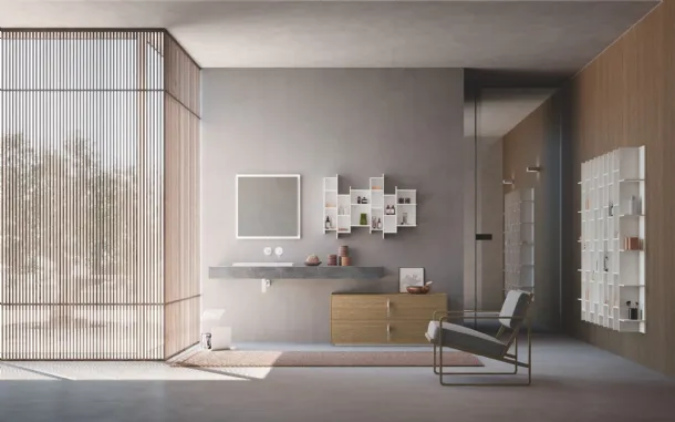 Floor-standing bathroom unit Lime 0 Club 029 in Sand Oak by Azzurra.