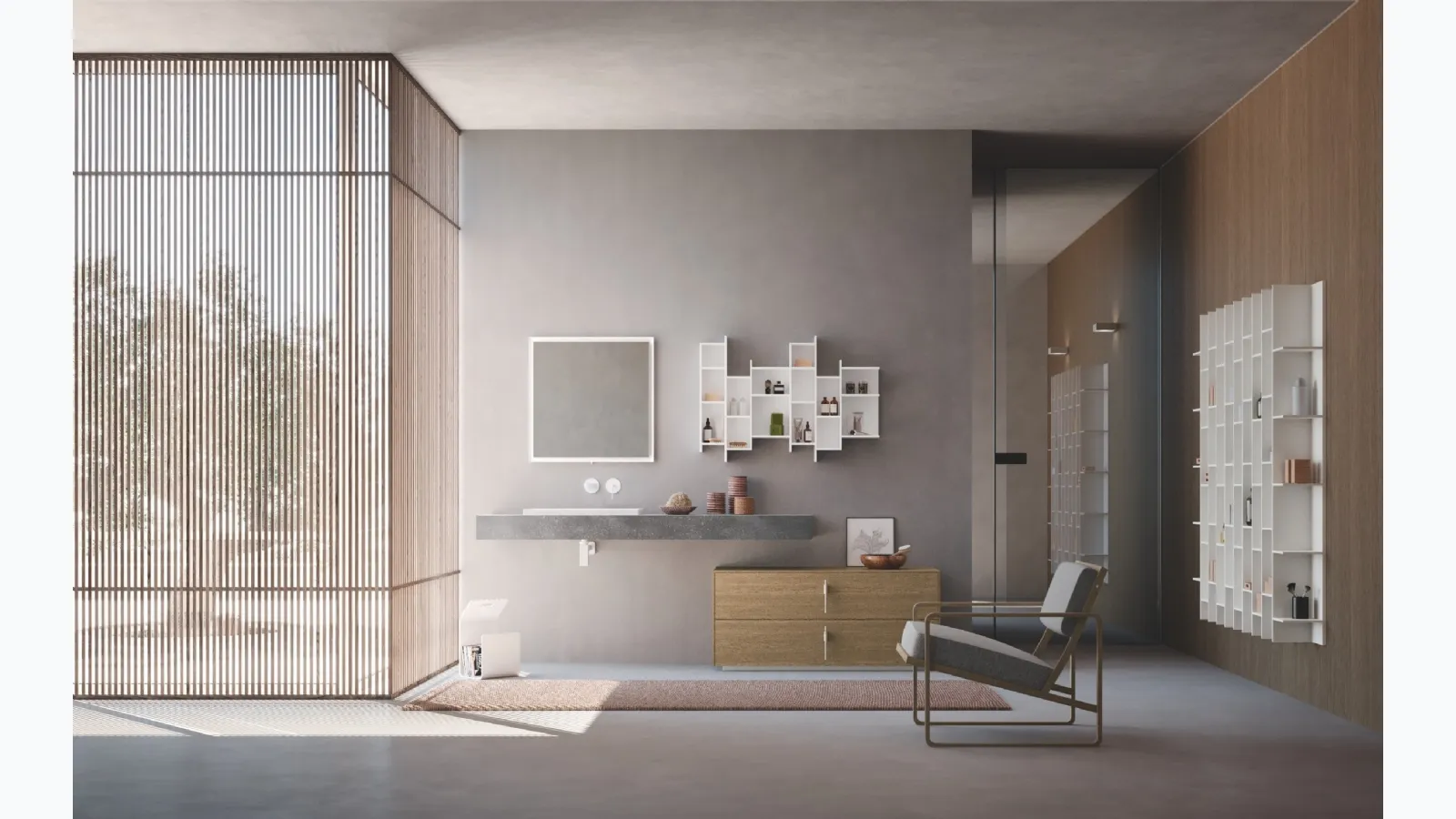 Floor-standing bathroom unit Lime 0 Club 029 in Sand Oak by Azzurra.