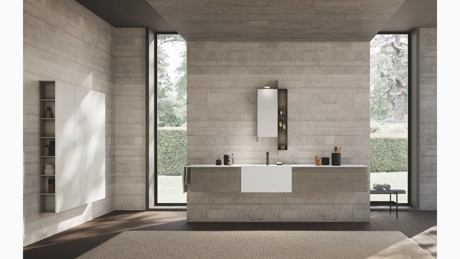 Suspended Lime 0 Simple 23 Bathroom Cabinet in Ash Oak by Azzurra.