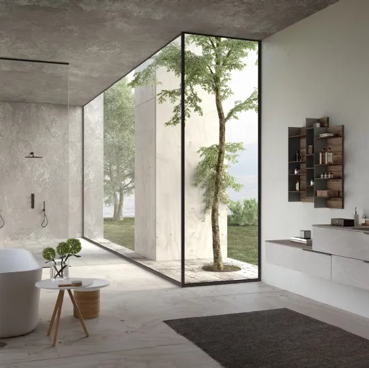 Suspended Stone Effect Piasentina Lime 1|0 Comp J&T 012 Bathroom Cabinet by Azzurra