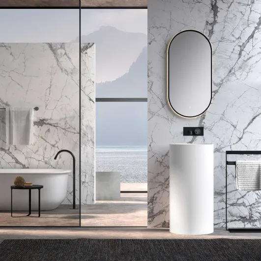 Lime 1-0 Milo washbasin in matte white Cristalplant by Azzur