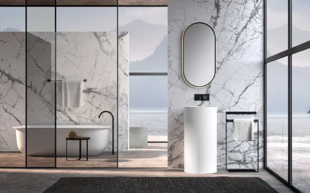 Lime 1-0 Milo washbasin in matte white Cristalplant by Azzur