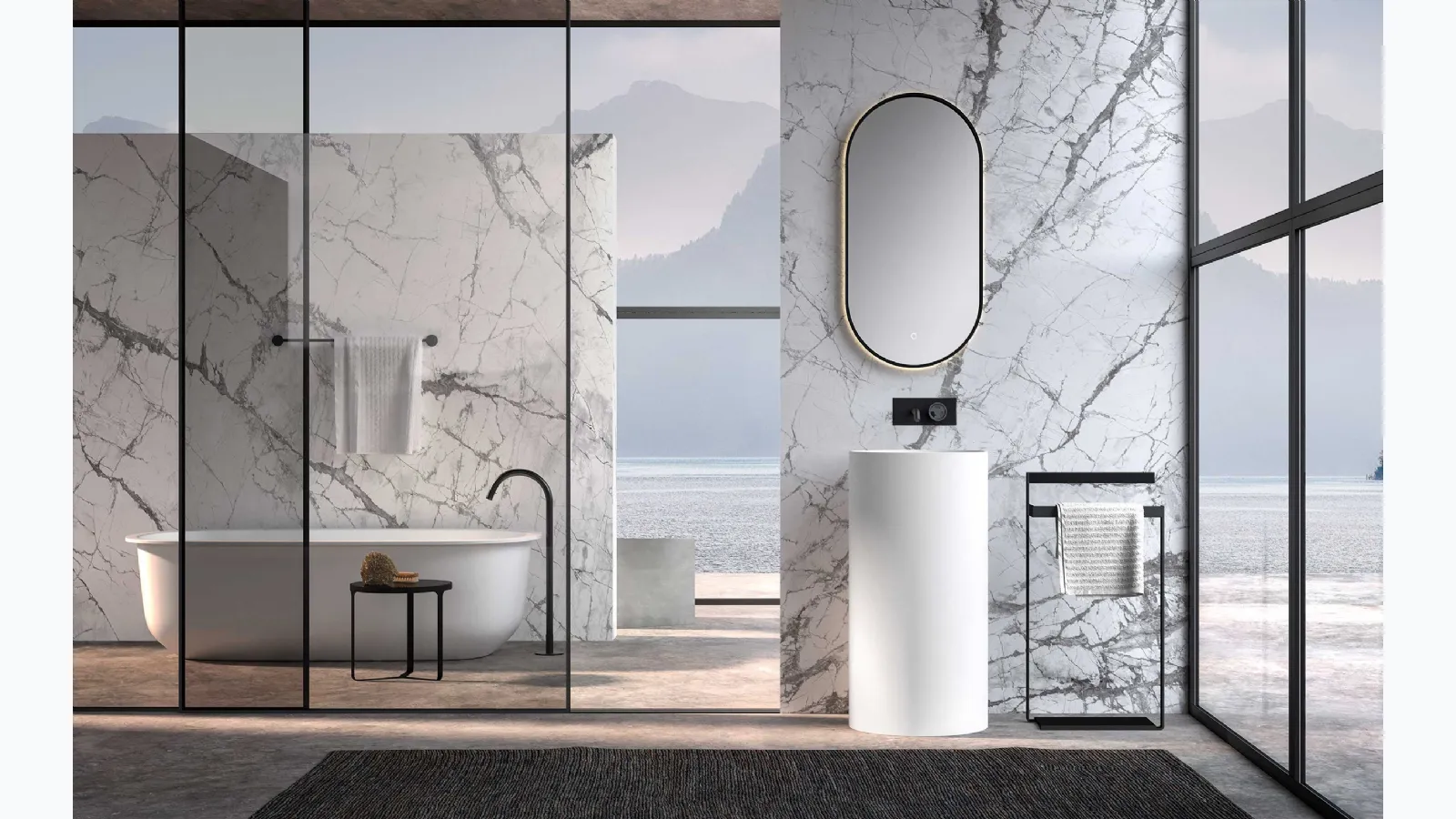 Lime 1-0 Milo washbasin in matte white Cristalplant by Azzur