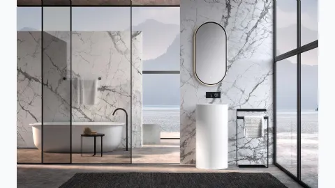 Lime 1-0 Milo washbasin in matte white Cristalplant by Azzur