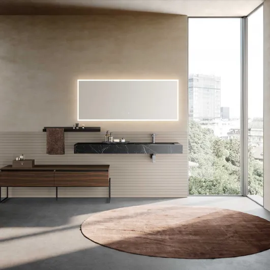 Floor-standing Lime 1-0 Nest 124 Bathroom Mobile in 3D Decorative Eucalyptus and Azzurra Ston