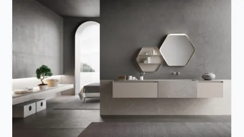 Suspended Lime 3|0 Comp 10 Bathroom Cabinet in lacquered and stoneware by Azz