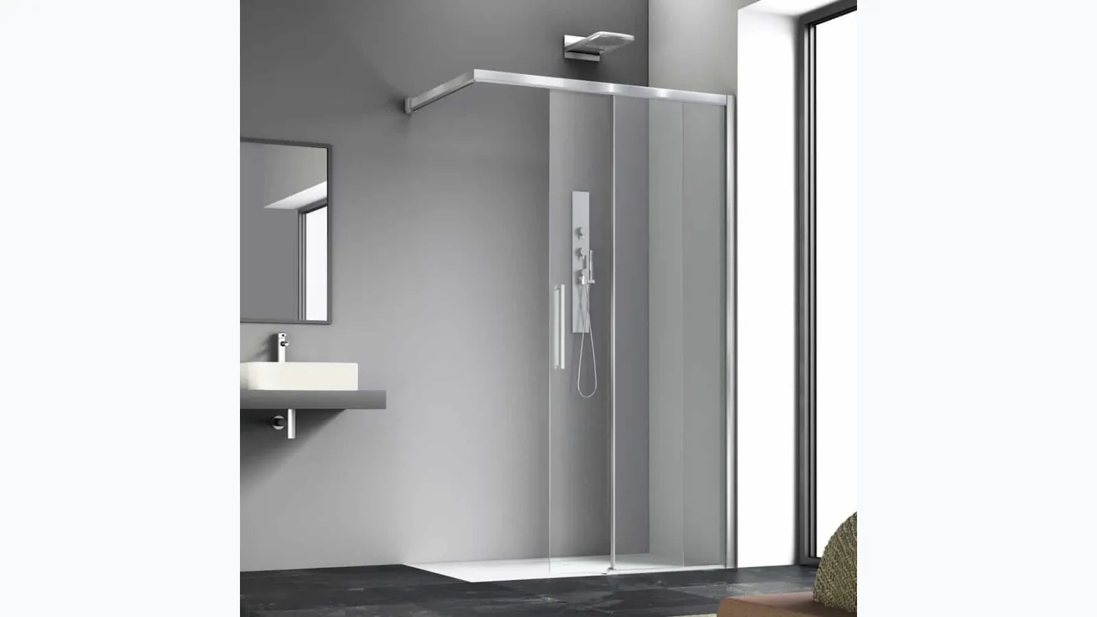 Sliding door shower box with metal profiles Live Top by Megius