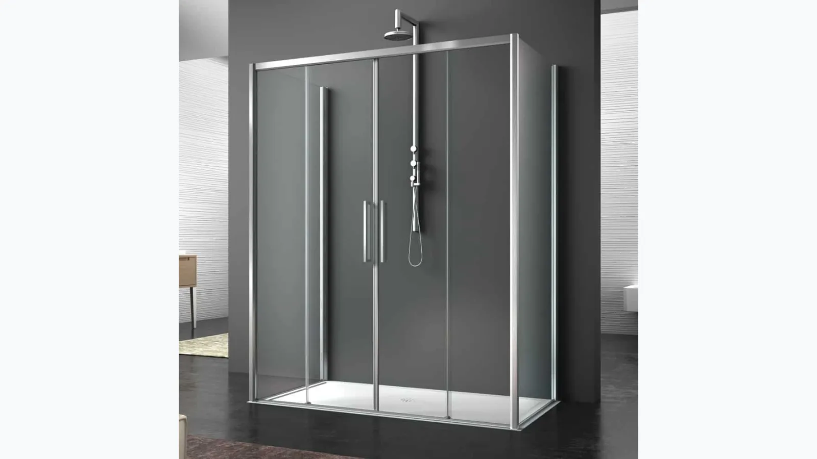 Sliding door shower box with metal profiles Live Top by Megius