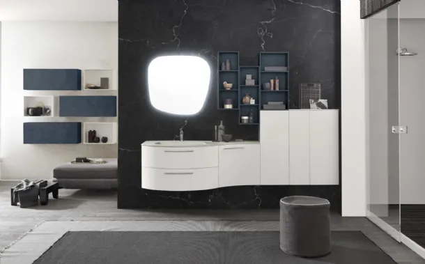Suspended bathroom cabinet M System C008 in matte lacquer by Baxar.