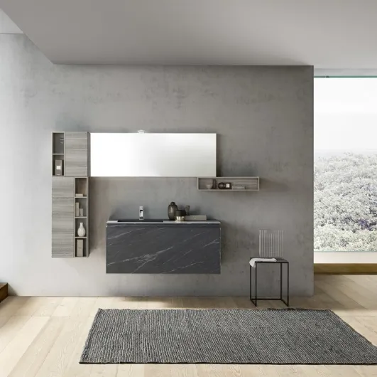 Suspended Bathroom Unit M2 System C204 in HPL Slate Unicolor by Baxar