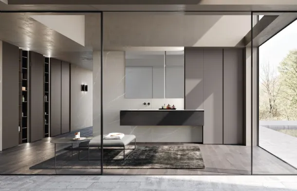 Bathroom Vanity Unit M3 System 307 in black oak veneer by Baxar.