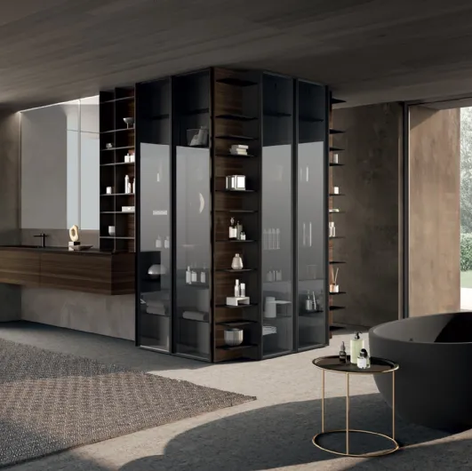 Bathroom Vanity M3 System 309 in eucalyptus veneer by Baxar.