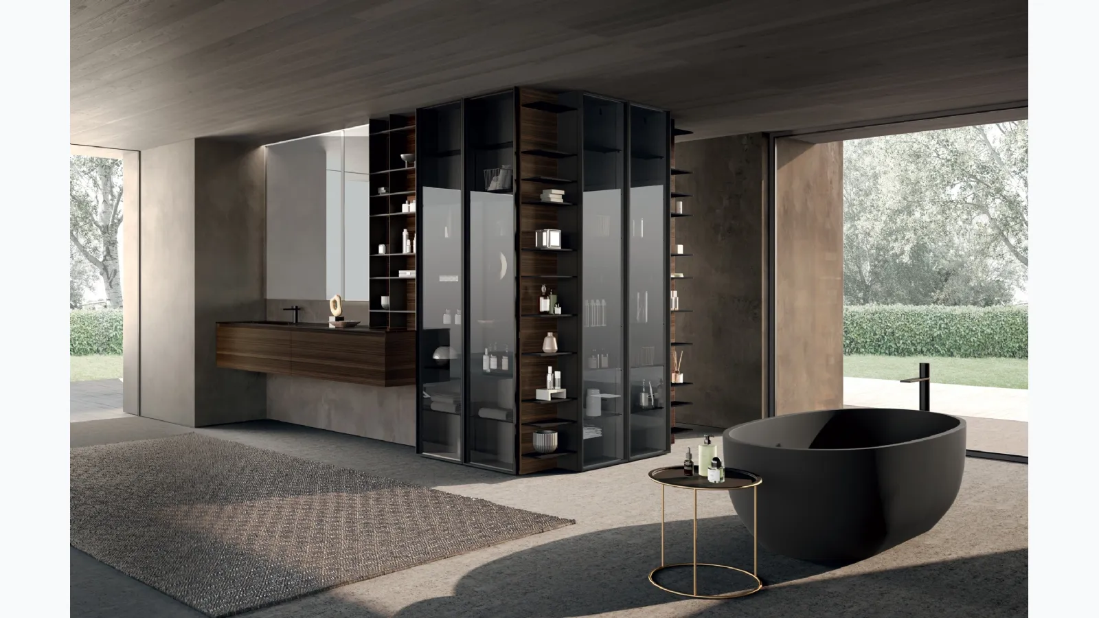 Bathroom Vanity M3 System 309 in eucalyptus veneer by Baxar.