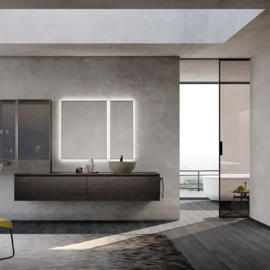 M3 System 310 Bathroom Cabinet in moka oak veneer by Baxar