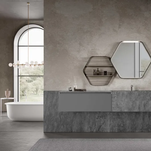 Suspended Bathroom Unit M3 System 313 in lacquered and gres by Baxar