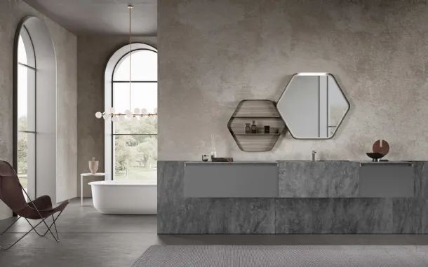 Suspended Bathroom Unit M3 System 313 in lacquered and gres by Baxar