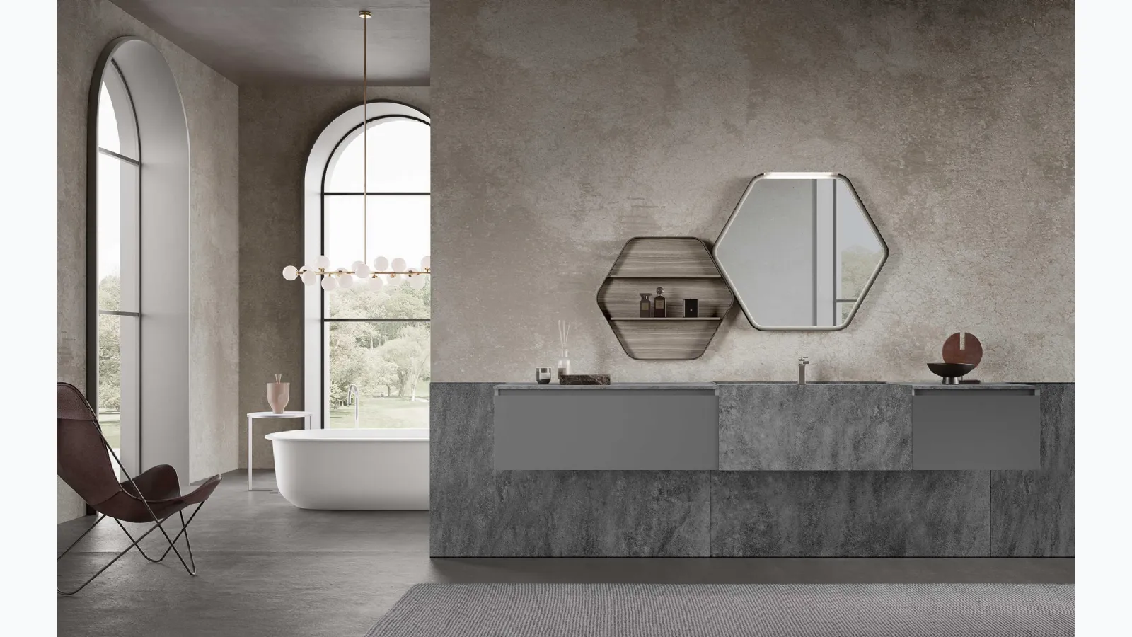 Suspended Bathroom Unit M3 System 313 in lacquered and gres by Baxar