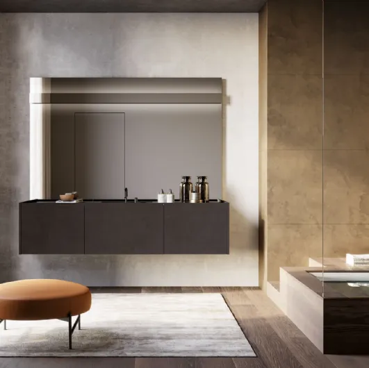 Suspended bathroom cabinet in Lava Major 01 material by Birex.