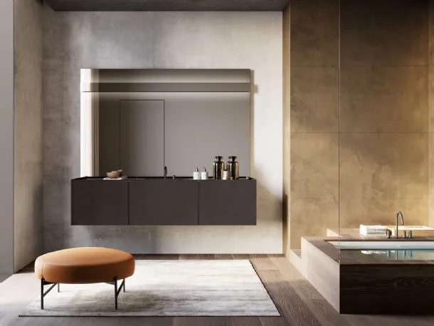 Suspended bathroom cabinet in Lava Major 01 material by Birex.