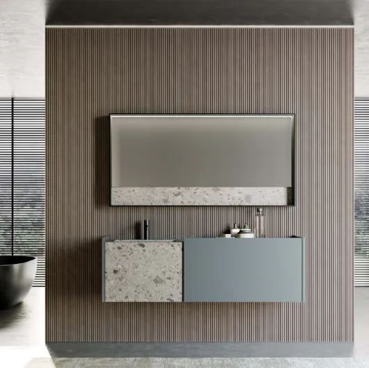 Suspended Bathroom Vanity in matte lacquered finish and Major 03 gres by Birex.