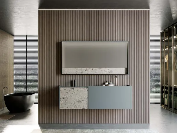Suspended Bathroom Vanity in matte lacquered finish and Major 03 gres by Birex.