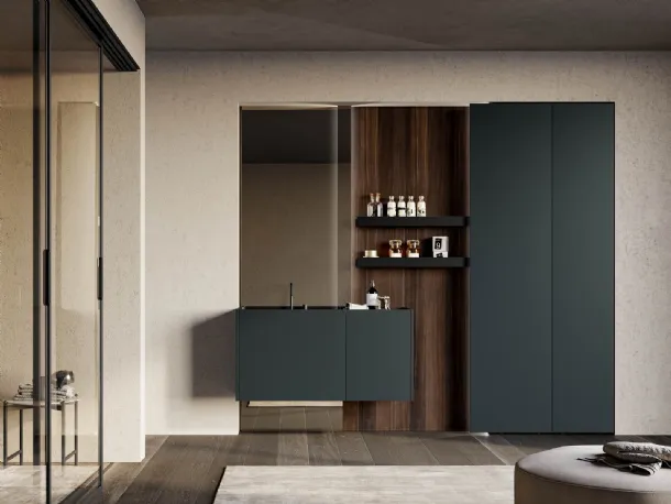 Suspended bathroom cabinet in matte anthracite grey lacquer Major 06 by Birex.