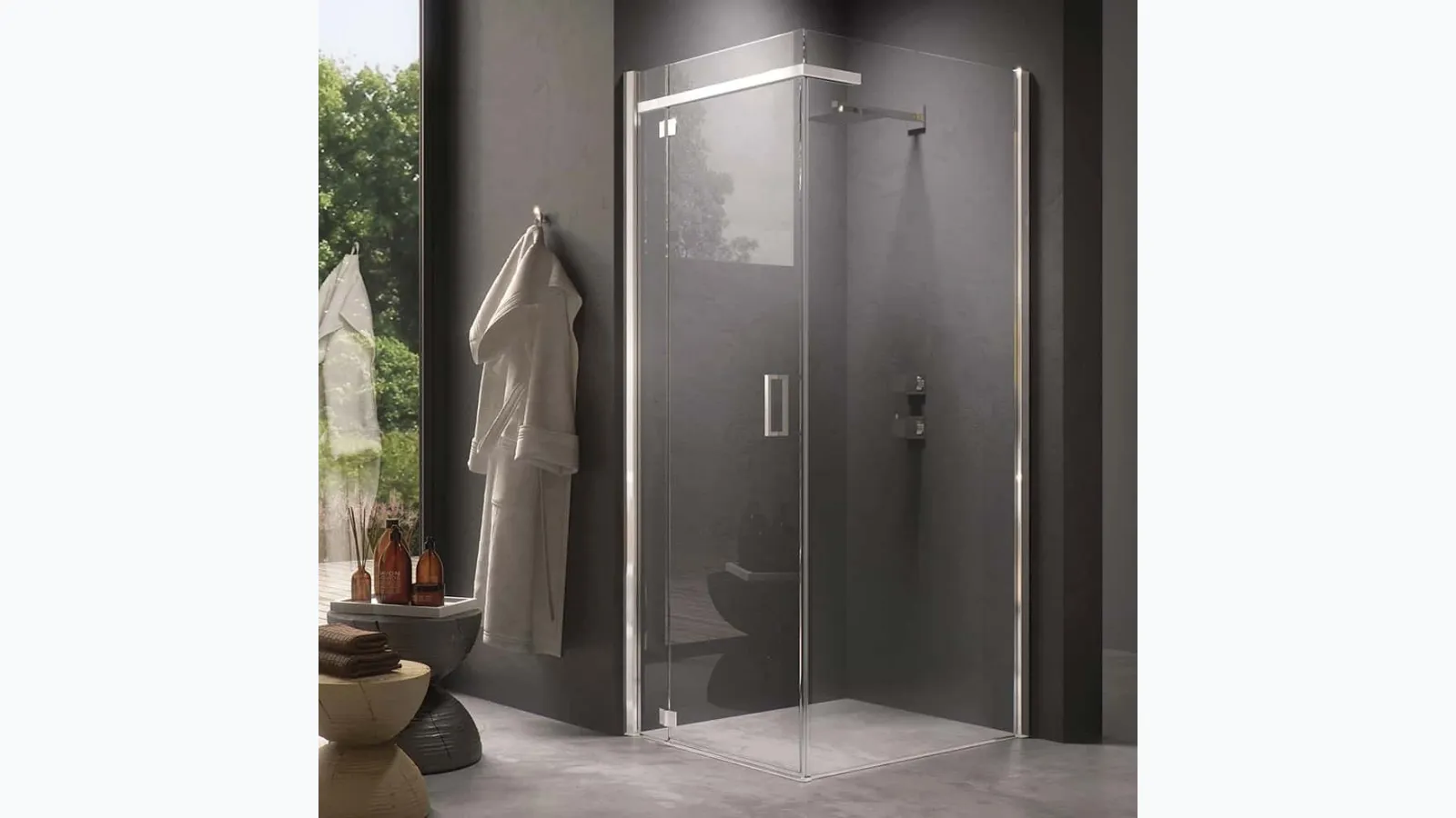 Shower box with a swing door by Megius.