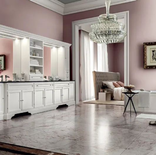 Bathroom vanity unit Paestum 00 in white lacquer by Cerasa.