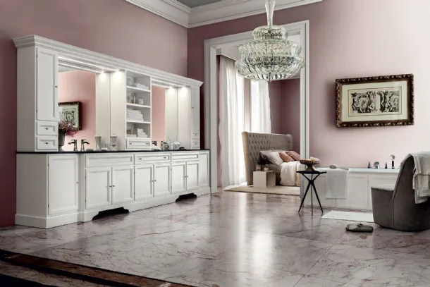 Bathroom vanity unit Paestum 00 in white lacquer by Cerasa.